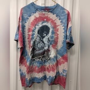 Authentic Hendrix Tie-Dye Graphic Tee - Blue and Red